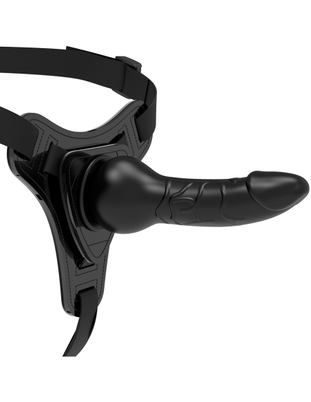 FETISH SUBMISSIVE HARNESS - JUODAS SILIKONINIS REALISTINIS 16 CM