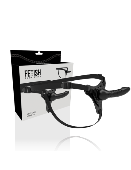 FETISH SUBMISSIVE HARNESS - JUODAS SILIKONINIS REALISTINIS 16 CM