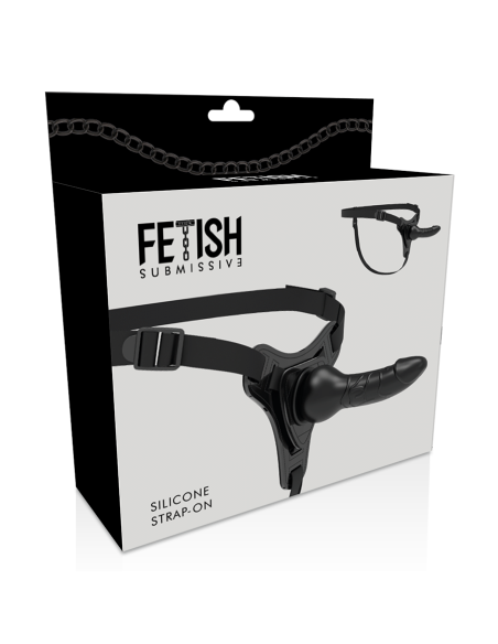 FETISH SUBMISSIVE HARNESS - JUODAS SILIKONINIS REALISTINIS 16 CM