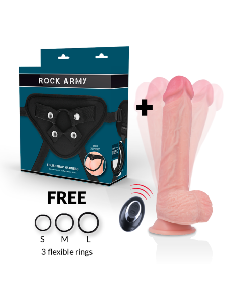 ROCKARMY - SKYSTO SILIKONINIO VIBRAVIATORIAUS DIRŽAS, PREMIUM APACHE, NUOTOLINIO VALDYMO PULTELIS, 20,5 CM - O - 4,62 CM