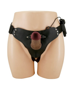 PRETTY LOVE - MARION HARNESS UNIVERSALŪS KENAITĖLIAI SU VIBRUOJAMU DILDO 19 CM RUDOS SPALVOS 2