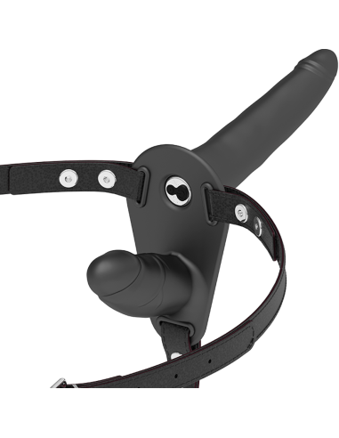 FETISH SUBMISSIVE HARNESS - DVIGUBO ĮSKVERBIMO JUODAS VIBRATORIUS