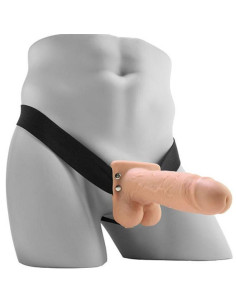 FETISH FANTASY SERIES - REALISTIC VIBRATING HOLLOW STRAP ON WITH BALLS 17.8 CM 2