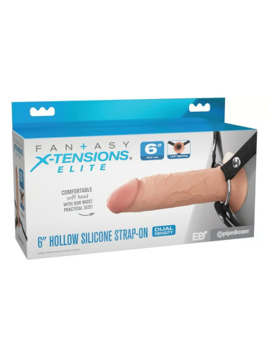 FANTASY X-TENSIONS ELITE - 15.2 CM HOLLOW SILICONE STRAP-ON