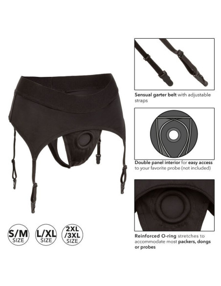 CALEXOTICS - BOUNDLESS THONG WITH GARTER S-M