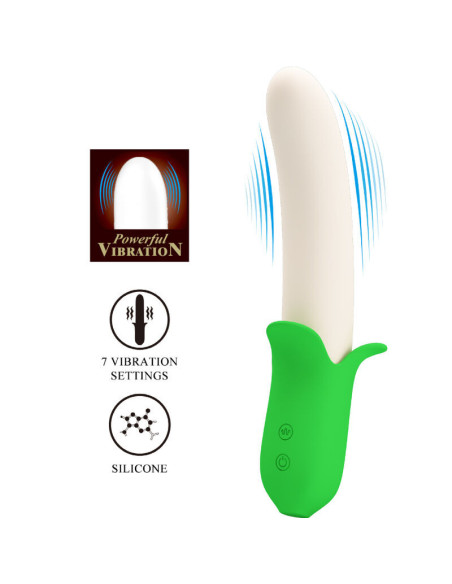 PRETTY LOVE – „Banana Knight“ super galia, 7 silikoninės vibracijos