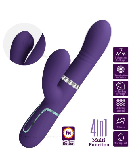 PRETTY LOVE - DAUGIAFUNKCIS G-SPOT VIBRATORIUS VIOLETINIS