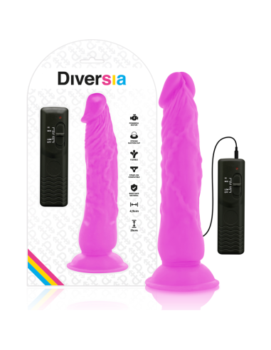 DIVERSIA - FLEXIBLE VIBRATING DILDO PURPLE 21 CM -O- 4.9 CM