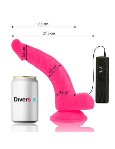 DIVERSIA - LANKSTUS VIBRUOJAMAS DILDO ROŽINIS 21,5 CM -O- 4,5 CM