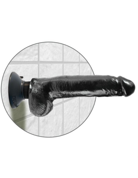 KING COCK - 23 CM VIBRUOJAMAS PADAŽAS SU KIUKULIAIS, JUODAS