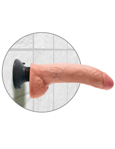 KING COCK - 23 CM VIBRATING COCK WITH BALLS FLESH