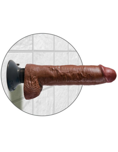 KING COCK - 25.5 CM VIBRATING COCK WITH BALLS BROWN