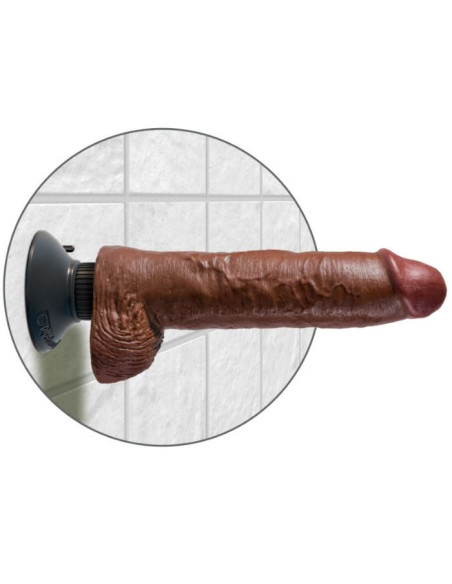 KING COCK - 25.5 CM VIBRATING COCK WITH BALLS BROWN