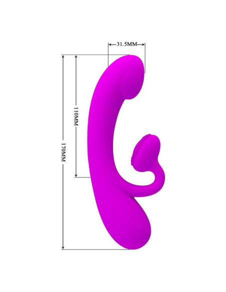 PRETTY LOVE - NUOŠIRDUS SILIKONINIS KLITORINIS VIBRATORIUS IR ČIULPTUVAS VIOLETINIS
