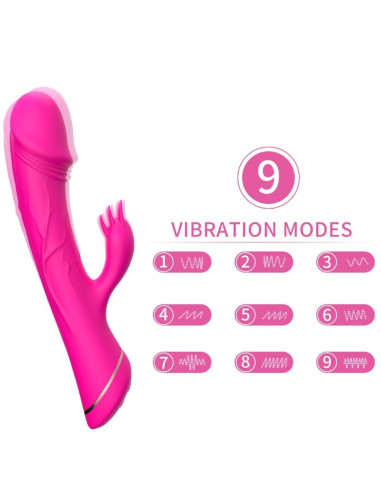 ARMONY - DILDO VIBRUOJAMAS TRIUŠIO SILIKONIO FUKSIJOS SPALVOS