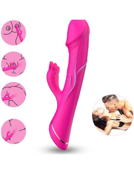 ARMONY - DILDO VIBRUOJAMAS TRIUŠIO SILIKONIO FUKSIJOS SPALVOS