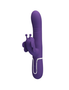 PRETTY LOVE - DAUGIAFUNKCINIS SU KLITORIAUS MASAŽUOKLIU 4 IN 1 DRUGELIS VIOLETINIS