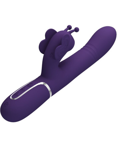PRETTY LOVE - DAUGIAFUNKCINIS SU KLITORIAUS MASAŽUOKLIU 4 IN 1 DRUGELIS VIOLETINIS