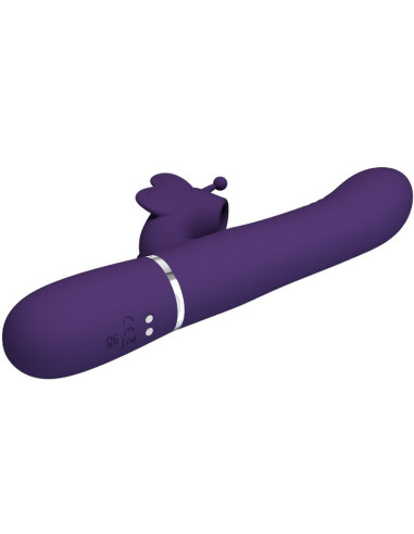PRETTY LOVE - DAUGIAFUNKCINIS SU KLITORIAUS MASAŽUOKLIU 4 IN 1 DRUGELIS VIOLETINIS