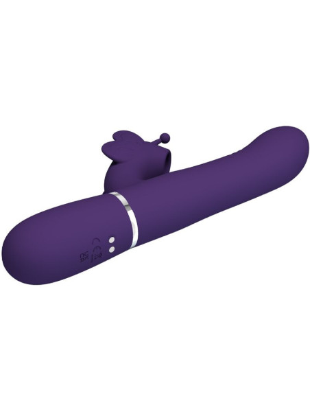 PRETTY LOVE - DAUGIAFUNKCINIS SU KLITORIAUS MASAŽUOKLIU 4 IN 1 DRUGELIS VIOLETINIS