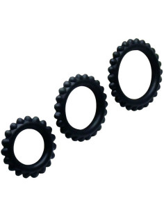 BAILE - TITAN rinkinys, 3 vnt. varpos žiedų, juodų, 2,8 2,4 1,9 cm