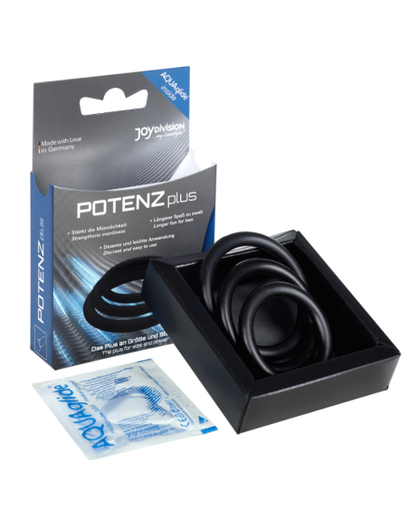 JOYDIVISION POTENZDUO - PLUS 3 JUODŲ ŽIEDŲ RINKINYS - S, M, L