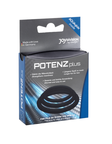 JOYDIVISION POTENZDUO - PLUS 3 JUODŲ ŽIEDŲ RINKINYS - S, M, L