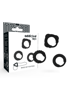 ADDICTED TOYS - C ŽIEDŲ RINKINYS JUODAS 2