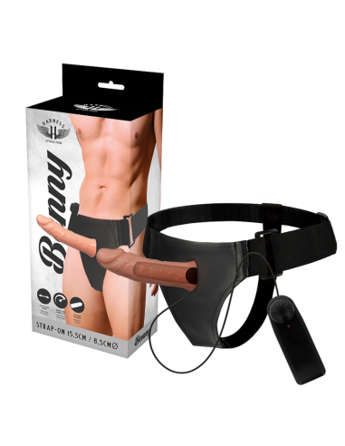 HARNESS ATTRACTION - RNES TUŠČIAVUČIAS BENNY SU VIBRUOTU 15 CM -O- 4,5 CM