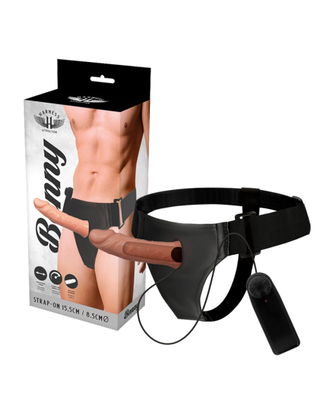 HARNESS ATTRACTION - RNES TUŠČIAVUČIAS BENNY SU VIBRUOTU 15 CM -O- 4,5 CM