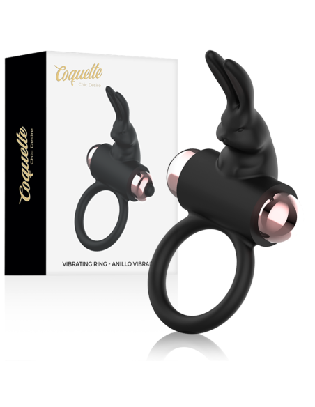 COQUETTE CHIC DESIRE - PENIES ŽIEDAS SU VIBRUOTU, JUODAS-AUKSINIS