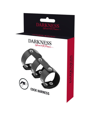 DARKNESS - reguliuojamas odinis dvigubas varpos ir sėklidės žiedas