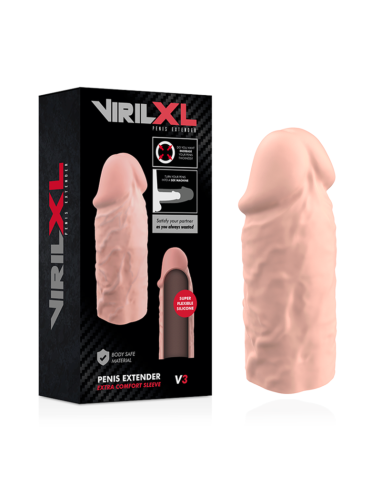 VIRILXL - skysto silikono V3 natūralus varpos ilgintuvas