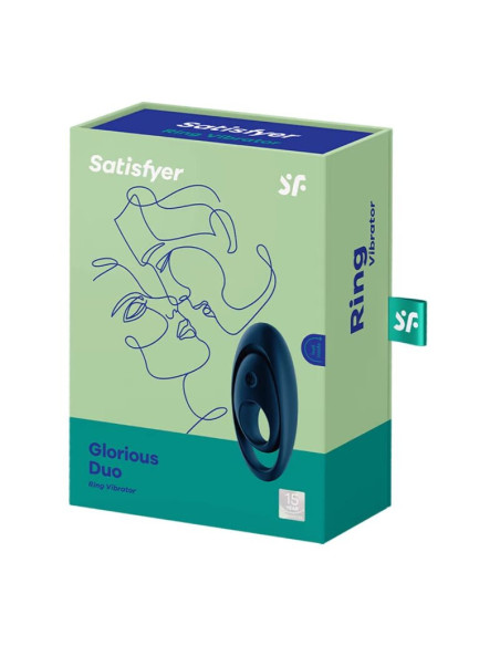 SATISFYER - GLORIOUS DVI ŽIEDINIS VIBRATORIUS MĖLYNAS
