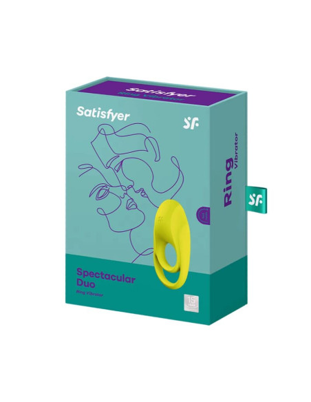 SATISFYER - ĮSPŪDINGAS DVIEJŲ ŽIEDŲ VIBRATORIUS GELTONAS