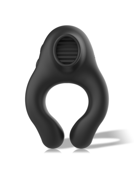 BLACKandSILVER - SILICONE VIBRATOR RING 3 MOTORS RECHARGEABLE BLACK