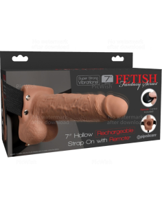 FETISH FANTASY SERIES - REGULIUOJAMAS DIRŽAS, REALISTIŠKAS ĮKRAUNAMASIS PENIS SU KAMUOLIUKAIS IR VIBRUOTU 17,8 CM