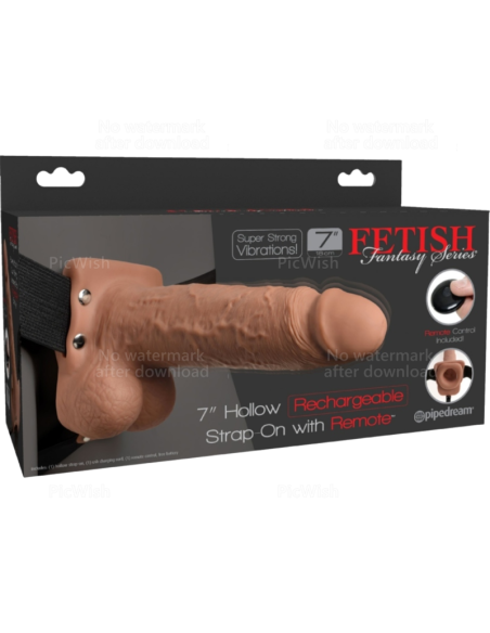 FETISH FANTASY SERIES - REGULIUOJAMAS DIRŽAS, REALISTIŠKAS ĮKRAUNAMASIS PENIS SU KAMUOLIUKAIS IR VIBRUOTU 17,8 CM