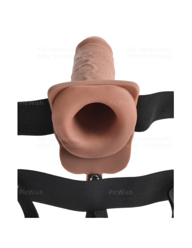 FETISH FANTASY SERIES - REGULIUOJAMAS DIRŽAS, REALISTIŠKAS ĮKRAUNAMASIS PENIS SU KAMUOLIUKAIS IR VIBRUOTU 17,8 CM