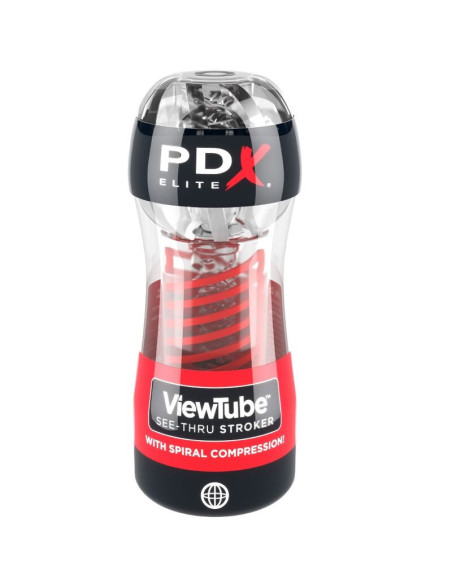 PDX ELITE - STROKER VAIZDO VAMZDIS 2 SPIRALINIS SUSPAUDIMAS SKAIDRUS