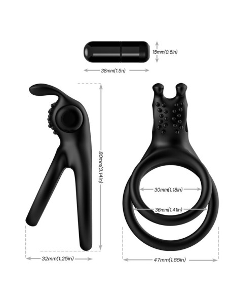 ARMONY - TRAVELER DOUBLE VIBRATOR RING FOR COUPLES RABBIT BLACK