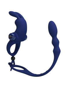 PRETTY LOVE - AYAD RABBIT VIBRATOR RING WITH PLUG BLUE