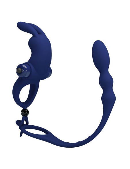 PRETTY LOVE - AYAD RABBIT VIBRATOR RING WITH PLUG BLUE