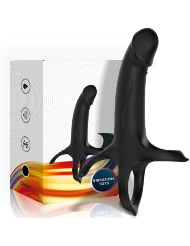 ARMONY - Dildo su žiedu ir vibratoriumi, juodas