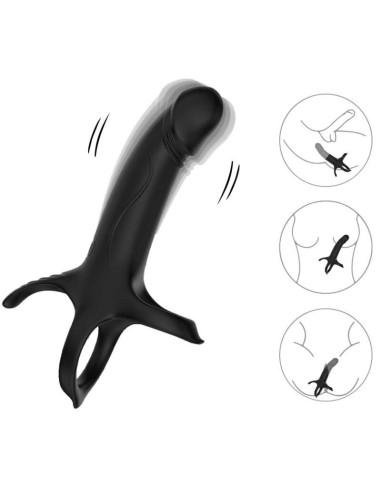ARMONY - Dildo su žiedu ir vibratoriumi, juodas