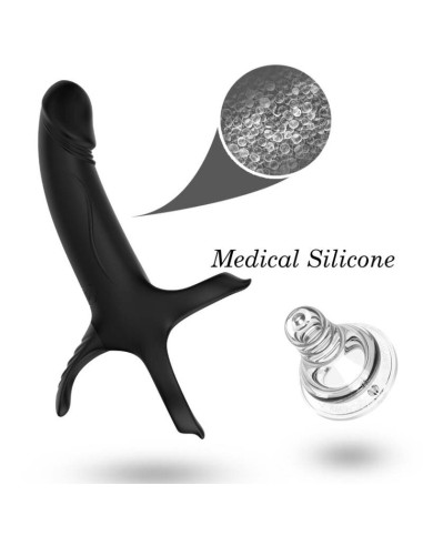 ARMONY - Dildo su žiedu ir vibratoriumi, juodas