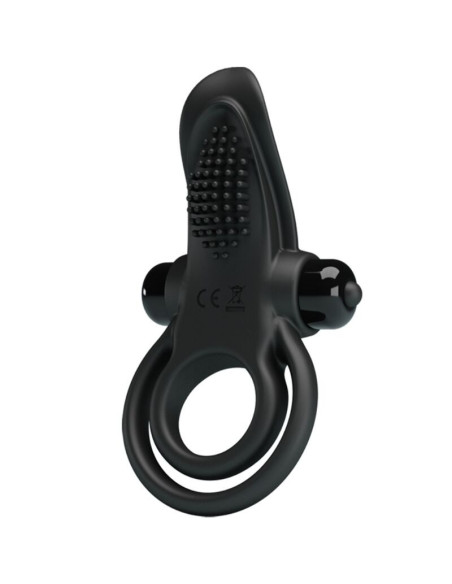 PRETTY LOVE - DOUBLE VIBRATING RING CLITORIS STIMULATOR 10 VIBRATIONS BLACK