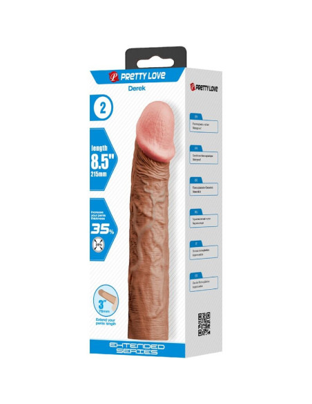PRETTY LOVE - DEREK PENIS SLEEVE WITH 7.6 CM EXTENSION MULATTO