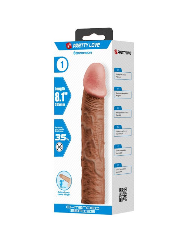 PRETTY LOVE - STEVENSON PENIS SLEEVE WITH 7.6 CM EXTENSION MULATTO