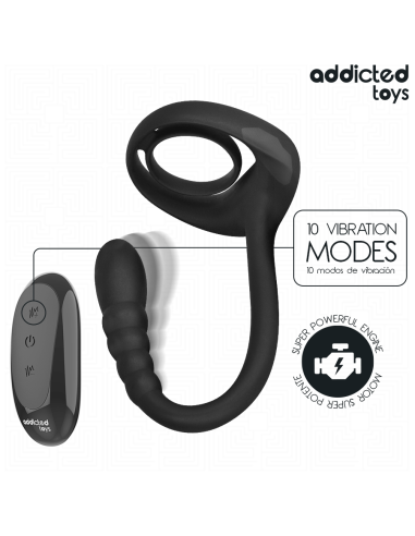 ADDICTED TOYS - P-SPOT VIBRUOJANČIAS KOKO ŽIEDAS NUOTOLINIO VALDYMO PULTAS